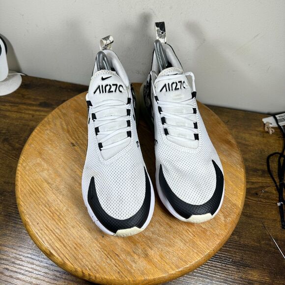 Nike Air Max 270 White Black Metallic Silver Women's Size 9.5 Shoes AR0499-100 - Picture 2 of 9